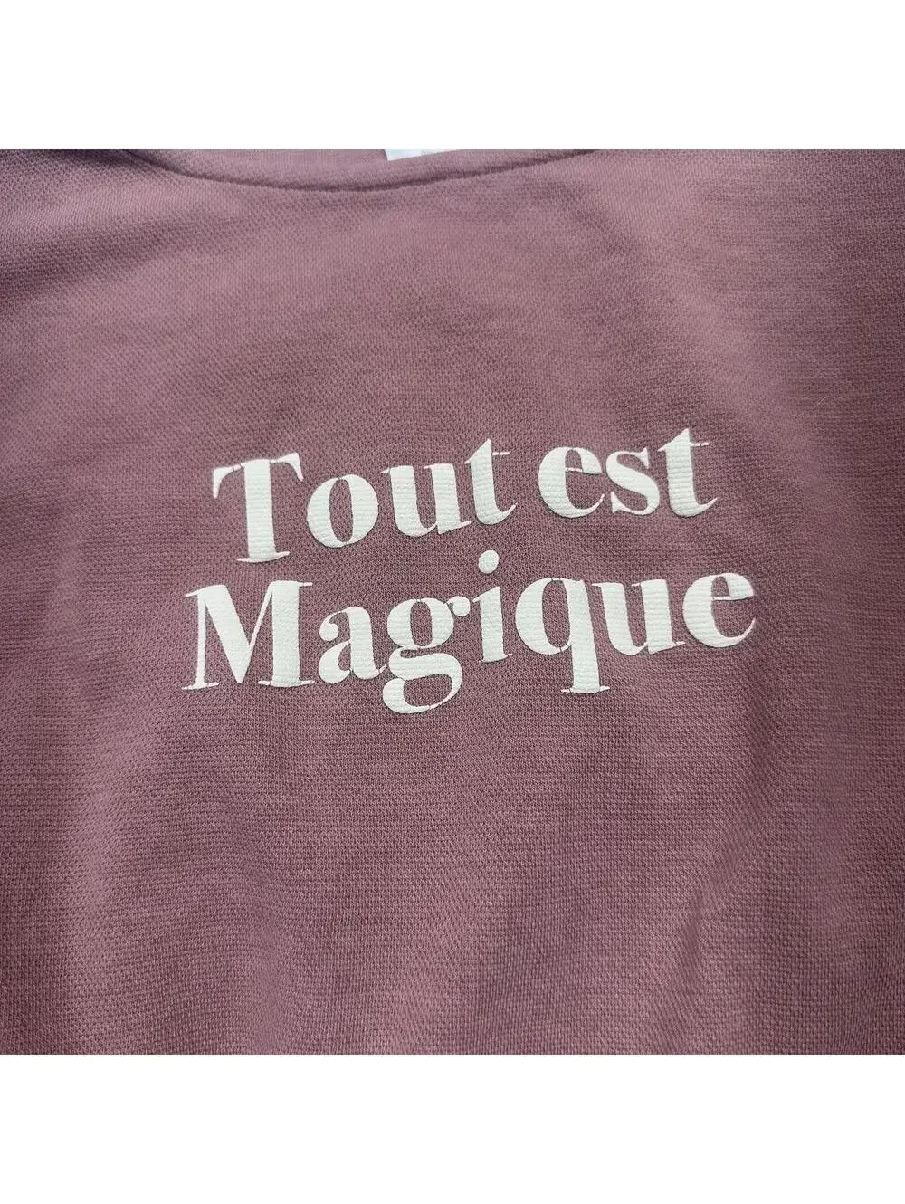 Zara Kids T-Shirt Dress Girls 11/12 Mauve Tout est Magique Long Sleeve Knit